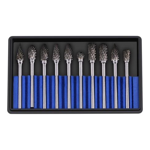 10pcs Tungsten Carbide Steel Rotary Files Burr Set 3mm Shank 6mm Cutting Head Diameter (Single temperature) in Saudi Arabia