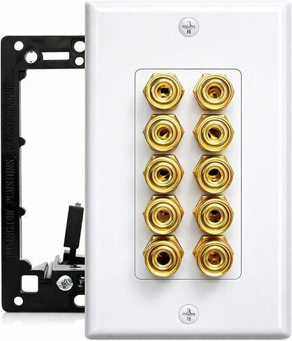 2 Speaker Wall Plate, Home Theater Wall Plate, Gold Plated Binding Posts, for Home Theater Setup in Saudi Arabia