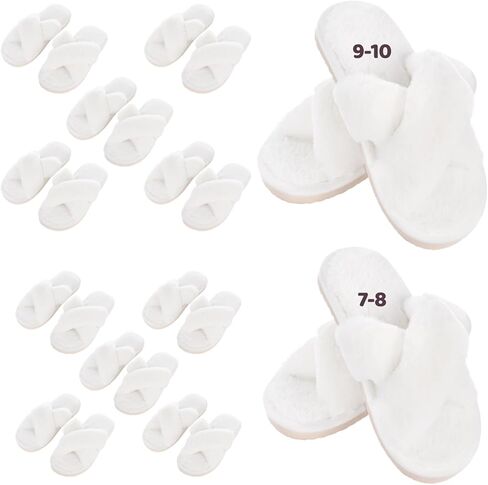 12 زوجًا من شباشب وصيفات العروس، 7-8 و9-10، أحذية وصيفات العروس بيضاء اللون مع نعل مطاطي مانع للانزلاق، هدايا حفلات الزفاف لحفلات الزفاف والحفلات والمنتجعات الصحية in Kuwait