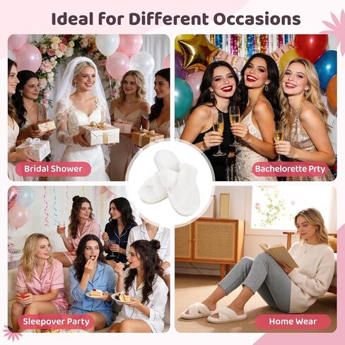 12 زوجًا من شباشب وصيفات العروس، 7-8 و9-10، أحذية وصيفات العروس بيضاء اللون مع نعل مطاطي مانع للانزلاق، هدايا حفلات الزفاف لحفلات الزفاف والحفلات والمنتجعات الصحية in Kuwait