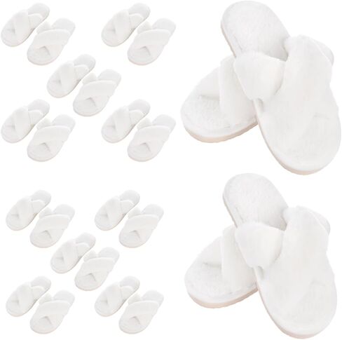 12 زوجًا من شباشب وصيفات العروس، 7-8 و9-10، أحذية وصيفات العروس بيضاء اللون مع نعل مطاطي مانع للانزلاق، هدايا حفلات الزفاف لحفلات الزفاف والحفلات والمنتجعات الصحية in Kuwait