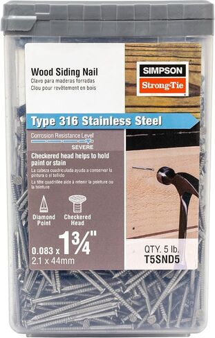 مسمار جوانب الخشب Simpson Strong-Tie T5SND5 - 1-3/4 بوصة × 0.083 بوصة النوع 316 من الفولاذ المقاوم للصدأ (5 رطل) in Saudi Arabia