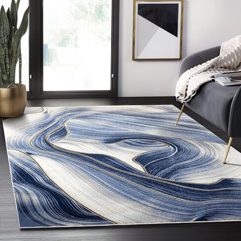 Abani Gray & Gold Metallic Ribbore Area Brug ، سجاد دوامة تصميم محايد غير محايد 6 '× 9' غرفة نوم in Saudi Arabia