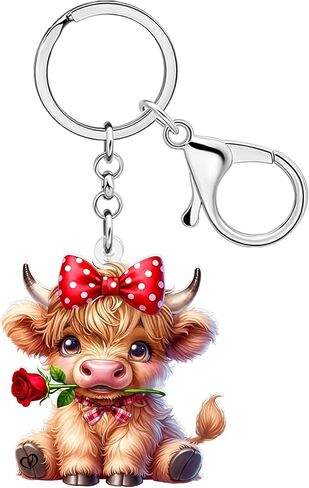 WEVENI Scottish Gifts Highland Cow Keychain Acrylic Highlander Cow Accessories Scotland Gifts for Women Cowgirl Bag Charms in Saudi Arabia
