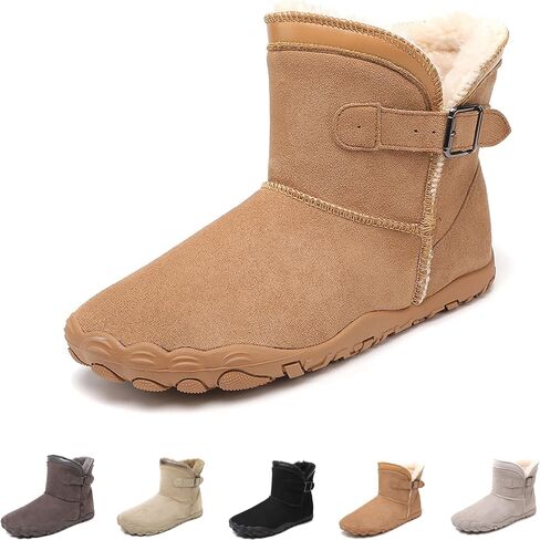 Womens Warm Comfy Winter Barefoot Boot, Wide Toe Hiking Snow Boots Ankle Booties Fur Lined Zero Drop Ergonomic Shoes in Saudi Arabia