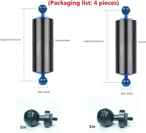 MN-X5 Set: 2 8-inch Buoyancy Balls, 2 1/4 1-inch Ball Heads, Suitable for Diving Stand Photography, Connection Accessories in Saudi Arabia