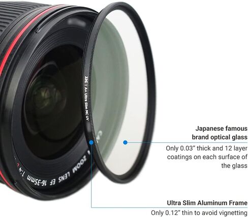 غطاء غطاء عدسة أمامي 43 مم من JJC وفلتر متعدد الطبقات للأشعة فوق البنفسجية لـ Fuji Fujifilm XF 35 مم f2، XF 23 مم f2 لـ Canon RF 50 مم f1.8 STM، EF-M 22 مم f2 وعدسات أخرى بخيط فلتر 43 مم in Saudi Arabia