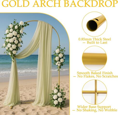 7.2FT Metal Wedding Arch Backdrop Stand – Gold Arch Backdrop for Party, Ceremony, Baby Shower, Birthday, Balloon Decorations – Indoor/Outdoor Metal Floral Arch Frame in Saudi Arabia