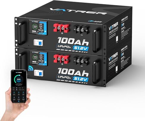 48V 100AH LITHIUM LIFEPO4 بطارية ، المدمجة في 100A BMS ، مع عرض ذكي وتطبيق محمول قابل لللمس ، MAX. 4800W ناتج الطاقة ، 5000+ دورة ، مثالية لنظام الطاقة الشمسية وتطبيقات خارج الشبكة in Kuwait