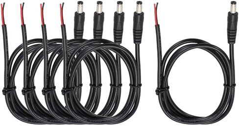 meccanixity 5pcs dc power pownains cable ، 5.5mm × 2.5 مم موصل توصيل برميل ذكور إلى سلك عاري مفتوح 30 سم لأجهزة الكمبيوتر المحمولة للكمبيوتر المحمول الأجهزة الإلكترونية in Saudi Arabia