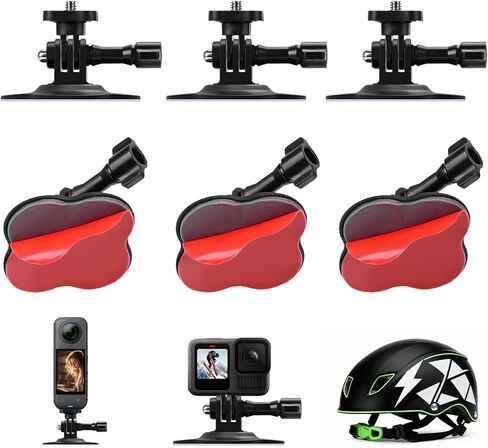 BRDRC حامل لاصق مرن لـ Insta360، 3 عبوات خوذة لاصقة مع مشبك أمان لـ GoPro، Insta 360 X5 X4 GO 3S Ace Pro 2، لـ DJI Action 5 Pro 4 3 ملحقات in Kuwait
