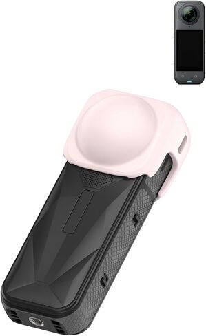 جراب واقٍ لعدسة الكاميرا Insta360 X5/X4 مقاوم للماء 8K 360 درجة، WUNIAK مع حبل حمل بخطاف، جراب واقٍ من السيليكون الناعم مقاوم للسقوط ومقاوم للصدمات، مقاوم للخدش، خفيف الوزن، وردي فاتح in Saudi Arabia