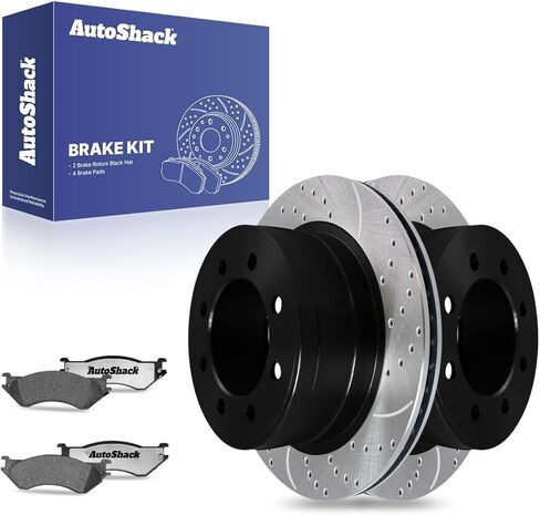 Autoshack خلفية مجموعة الفرامل البديل ل Dodge RAM 1500 RAM 2500 4WD حفر ومقاطع فرامل القرص المغلفة إلكترونية دوارات الفرامل السيراميك السوداء 13.86 "352 مم SCDPR6301363013702A in Saudi Arabia