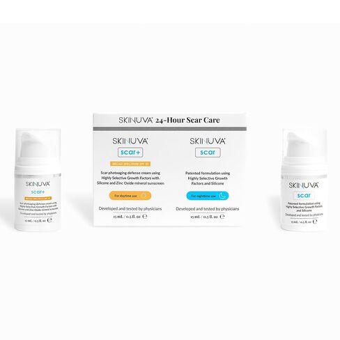 Skinuva® Next Generation Scar Cream - Cream Stretch Mark مصنوع من عوامل النمو وحمض الهيالورونيك وفيتامين C لإزالة علامة امتداد مكثفة (2.5 أوقية) in Kuwait