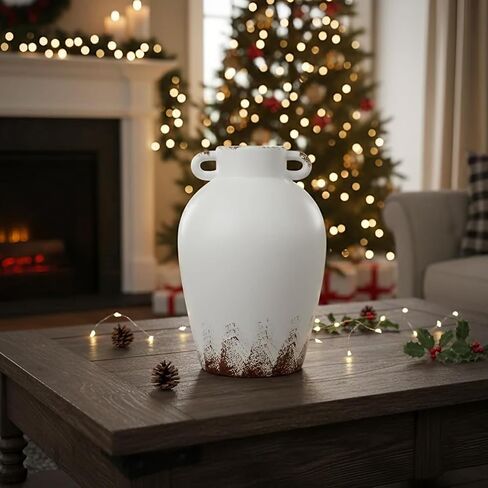 إناء خزفي يدوي لوماندا مع مقابز ، مزهرية زهرة مزرعة ريفي لفيلم رف الجرف ديكور مزهريات خزفية بيضاء بوهو ديكور لغرفة المعيش in Kuwait