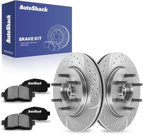 AutoShack Front Brake Kit Replacement for Lincoln Mark LT 2004-2008 Ford F-150 Drilled & Slotted Zinc Coated Disc Brake Rotors Ceramic Brakes Pads 12.98" 329.8 mm BRKPKG056346 in Saudi Arabia