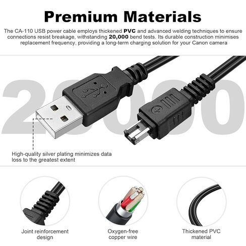 CA-110 USB Charger Compatible with Canon VIXIA HF R20 R21 R30 R32 R40 R42 R50 R52 R60 R62 R200 R300 R400 R500 R600 R700 R800 M50 M52 M500, LEGRIA HF R26 R206 Camcorders, 3.9ft in Saudi Arabia