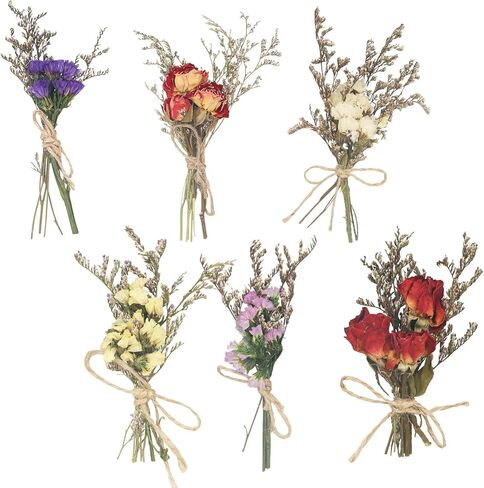 12 Pcs Mini Dried Flowers Forget Me Not Lavender Rose Bouquets Natural Dried Flower with Stem Artificial Embossing Dry Arrangement for Vase DIY Craft Photo Props Wedding Decoration in Saudi Arabia