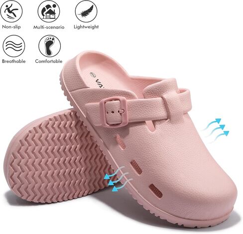 Women's Work Mules Garden Clogs - Comfy Adjustable Strap, Lightweight, Breathable & Non-Slip for Casual Daily Wear in Saudi Arabia