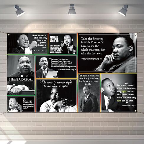Martin Luther King Jr. Photo Booth Backdrop MLK Day Quotes Decorations Black History Month School Classroom Bulletin Board Banner Decor (5.9×3.6ft) in Saudi Arabia