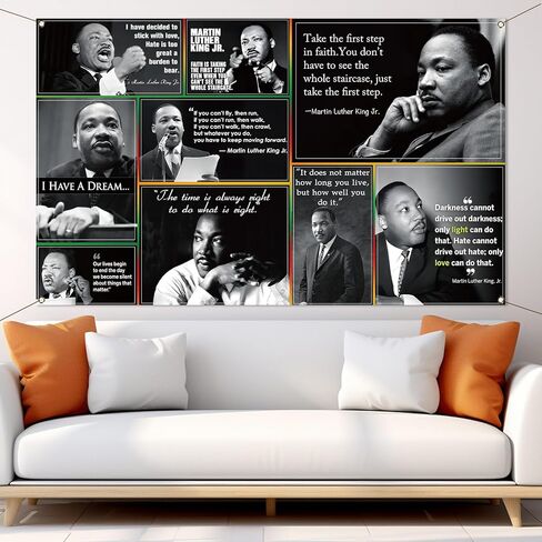 Martin Luther King Jr. Photo Booth Backdrop MLK Day Quotes Decorations Black History Month School Classroom Bulletin Board Banner Decor (5.9×3.6ft) in Saudi Arabia