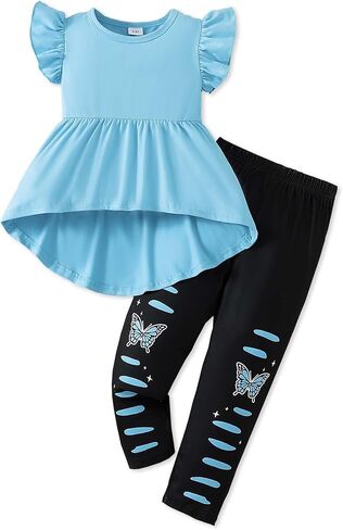 ملابس فتاة صغيرة طفل تسقط ملابس الكشكشة قميص أعلى سروال زهري ملابس شتوية الملابس in Kuwait