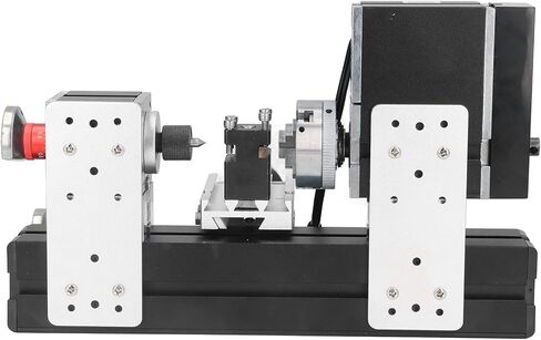 Powerful 60W 12000RPM Micro Lathe Machine, for Woodworking, Metal Rotating Lathe with Drill Chuck, High Power Structure & Belt Cover (US Plug) in Saudi Arabia