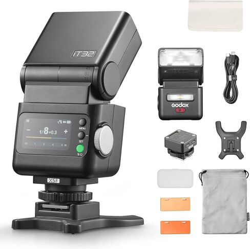 Godox iT32 with X5-F Camera Flash Kit for Fujifilm, Detachable Magnetic Hotshoe/Trigger Design with TTL & HSS, 2.4G Multi-Flash Sync, Built-in Battery, Touch Screen,with Diffuser, Filters, Storage Bag in Saudi Arabia