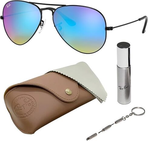 Ray-Ban RB3025 AVIATOR FLASH LENSES GRADIENT Pilot Shaped Sunglasses for Men & Women with Official RAYBAN Eyewear Kit in Saudi Arabia