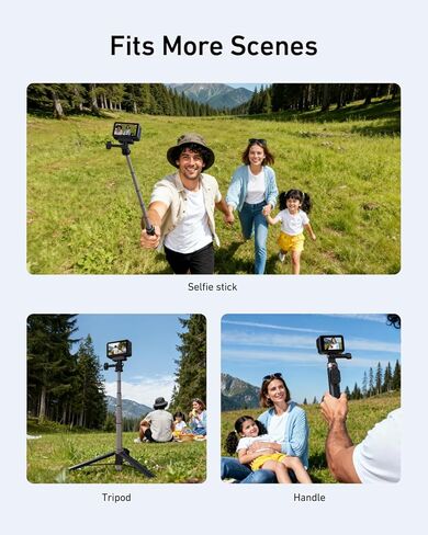TELESIN Mini Selfie Stick & Phone Tripod for DJI Osmo 360 Action 6/5/4, GoPro Hero 13/12/11, Vlog Selfie Stand with 80m Remote and Phone Clip for iPhone & Android, Portable Vlogging Tripods for Travel in Saudi Arabia