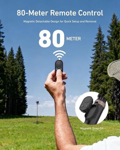 TELESIN Mini Selfie Stick & Phone Tripod for DJI Osmo 360 Action 6/5/4, GoPro Hero 13/12/11, Vlog Selfie Stand with 80m Remote and Phone Clip for iPhone & Android, Portable Vlogging Tripods for Travel in Saudi Arabia
