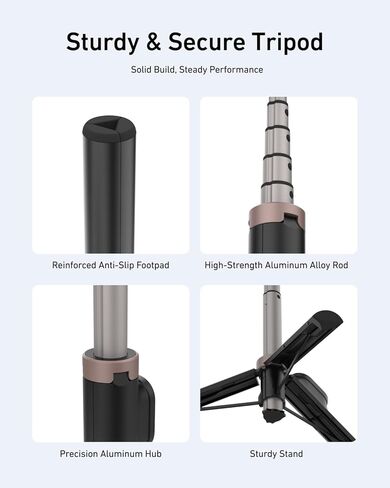 TELESIN Mini Selfie Stick & Phone Tripod for DJI Osmo 360 Action 6/5/4, GoPro Hero 13/12/11, Vlog Selfie Stand with 80m Remote and Phone Clip for iPhone & Android, Portable Vlogging Tripods for Travel in Saudi Arabia