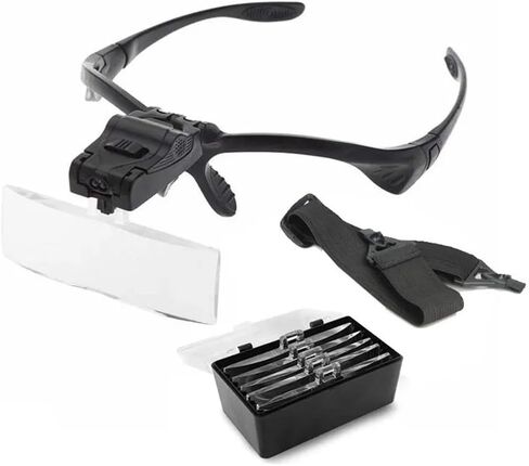 ZTBH Microscope Accessories Kit Portable Magnifying Glass with Two LED Lamps, Bracket and Headband is Interchangeable Microscope Slides (Color : White) in Saudi Arabia