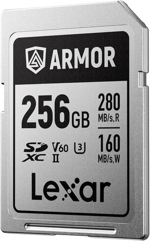 بطاقة Lexar Armor Silver Pro 128GB UHS-II SDXC ، الفولاذ المقاوم للصدأ ، C10 U3 V60 in Kuwait