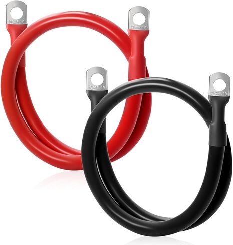 مجموعة كابلات بطارية 4AWG مقاس 15 بوصة، (1 إيجابية و1 سلبية) مع أطراف عروة M10 مقاس 3/8 بوصة، وكابلات توصيل عاكس لسلك الطاقة، وكابل بطارية للسيارة، والشاحنة، والطاقة الشمسية، والبحرية، وجزازة العشب، ومركبة ترفيهية in Saudi Arabia