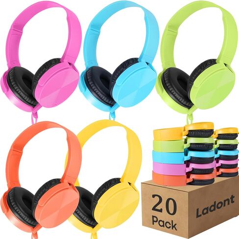 2 Pack Kids Headphones for School Classroom K-12, 3.5mm Jack, Swivel Foldable, Wired Headphones for Kids Children Boys Girls Toddler Teachers in Kuwait