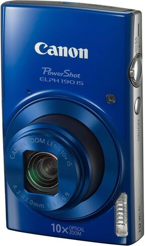 حزمة الكاميرا الرقمية Canon PowerShot ELPH 190 (أزرق) مدمجة للتصوير والتقاط الصور مع تكبير بصري WiFi | تصميم محمول للمشاركة أثناء السفر والتصوير اليومي مع حافظة وبطاقة سعة 64 جيجابايت in Kuwait