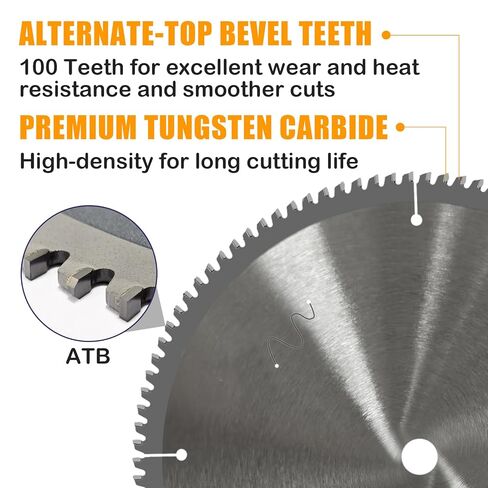 شفرة منشار دائري من الألومنيوم 10 بوصة 100 طن، شفرة منشار ميتري للطاولة مع طرف من كربيد التنجستن، شفرة قطع للمعادن غير الحديدية، النحاس، البولي كربونات، الحوائط الجافة، MDF، البلاستيك، 5/8 بوصة 1 قطعة in Kuwait