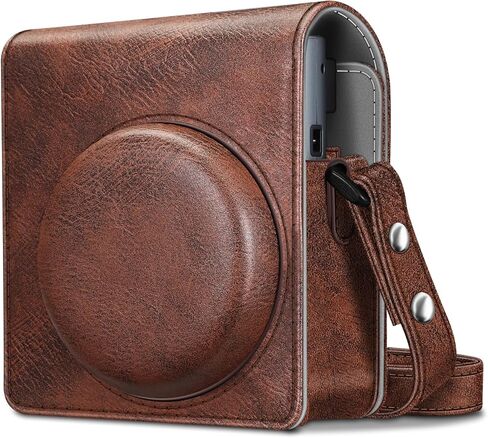 Fintie Protective Case for Fujifilm Instax Mini 41 Instant Camera - Premium Vegan Leather Bag Cover with Removable Adjustable Strap, Vintage Brown in Saudi Arabia