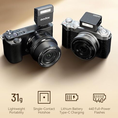 Godox iM20 Mini Flash+Hot Shoe Riser for Canon, Sony, Fuji, Nikon, Panasonic Olympus Pentax, 3s Recycle Time, Approx.440 Flash Times, Flash for Sony ZV1, NOT for Sony ZV-1F (Black) in Saudi Arabia