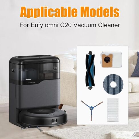 Chuancheng Omni C20 Replacement Kits for Eufy Omni C20 Vacuum Cleaner, 1 Main Brush, 4 HEPA Filters, 6 Side Brushes, 4 Mop Cloth Pads, 3 Dust Bags, 1 Cleaning Tool, 1 Screwdrivers, 20 Pack in Kuwait