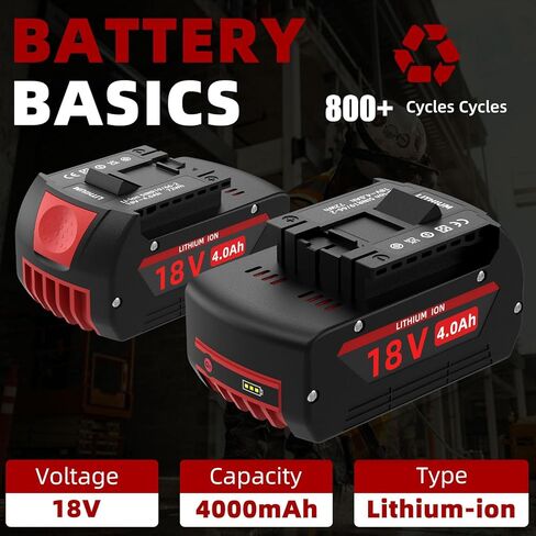 2 Pack 18V Replacement Battery for Bosch 18V Battery, Compatible with BAT609 BAT618 BAT609G BAT610G GBA18V80 GBA18V40 Battery & Cordless Tools, 4000mAh 72Wh Li-ion Rechargeable in Saudi Arabia