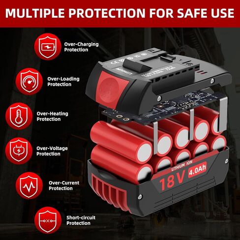 2 Pack 18V Replacement Battery for Bosch 18V Battery, Compatible with BAT609 BAT618 BAT609G BAT610G GBA18V80 GBA18V40 Battery & Cordless Tools, 4000mAh 72Wh Li-ion Rechargeable in Saudi Arabia