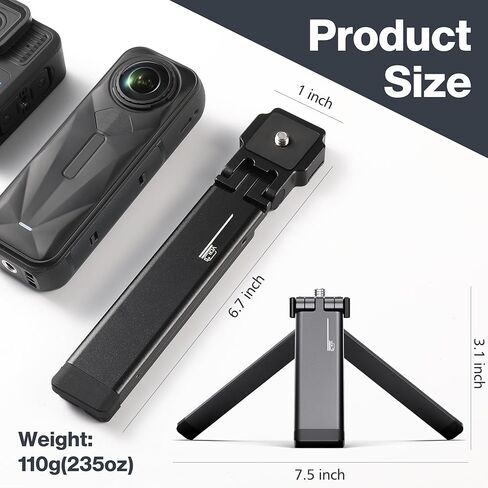 حامل ثلاثي مغناطيسي صغير لـ Insta360 X5 X4، لـ GoPro 13 12 11 Max 2، حامل ثلاثي القوائم مرن لسطح المكتب لملحقات DJI Action 5 Pro Osmo 360، مقبض عصا سيلفي معدنية مع برغي خيط 1/4 in Kuwait