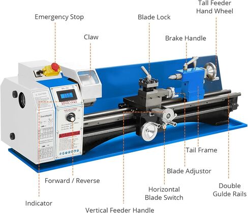 Metal Lathe 9"x24" Mini Lathe - Powerful Performance, 0-2500 RPM Variable Speed, 750W, High Precision, 5" 3-Jaw Chuck in Saudi Arabia