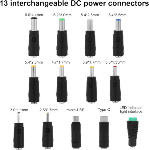 13 قطعة من مقابس محول التيار المستمر، شاحن موصل قابس تيار مستمر قابل للتبديل مع كابل USB، ملحقات سلك شحن طاقة الجهاز الإلكتروني لجهاز توجيه كاميرا المروحة وشريط LED in Kuwait