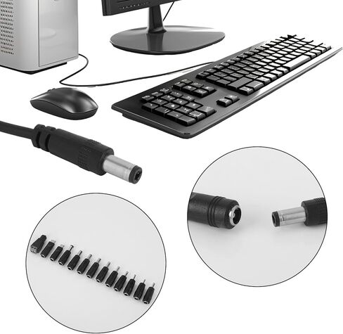 13 قطعة من مقابس محول التيار المستمر، شاحن موصل قابس تيار مستمر قابل للتبديل مع كابل USB، ملحقات سلك شحن طاقة الجهاز الإلكتروني لجهاز توجيه كاميرا المروحة وشريط LED in Kuwait