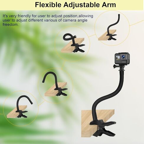 Upgraded Camera Jaws Flex Clamp Mount,11.8 inch Flexible Gooseneck Arm,Compatible for Gopro Hero 13/12/11/10/9/8/7/6/5/4/Max/Fusion,Insta360 one X1/X2/X3/R/RS,Mevo Start,DJI Osmo Pocket3 Action Camera in Saudi Arabia