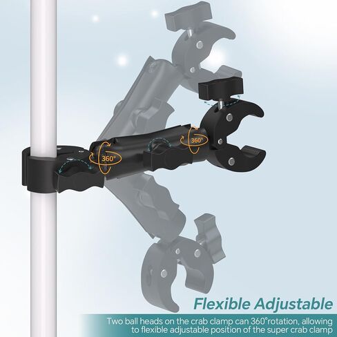 Super Double Clamp Mount Umbrella Camera Pole Clamp Holder,360° Magic Socket Arm Ball Head for Umbrella Chair Clip, Photo Studio Light Stand,Photo Boom Stand,Cross Bar,Stroller,Flag Holder Mount in Saudi Arabia