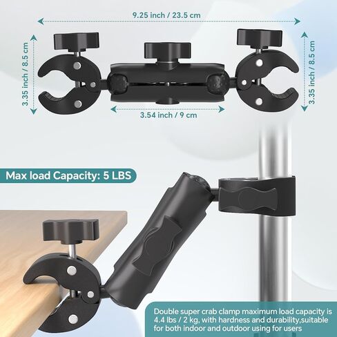 Super Double Clamp Mount Umbrella Camera Pole Clamp Holder,360° Magic Socket Arm Ball Head for Umbrella Chair Clip, Photo Studio Light Stand,Photo Boom Stand,Cross Bar,Stroller,Flag Holder Mount in Saudi Arabia